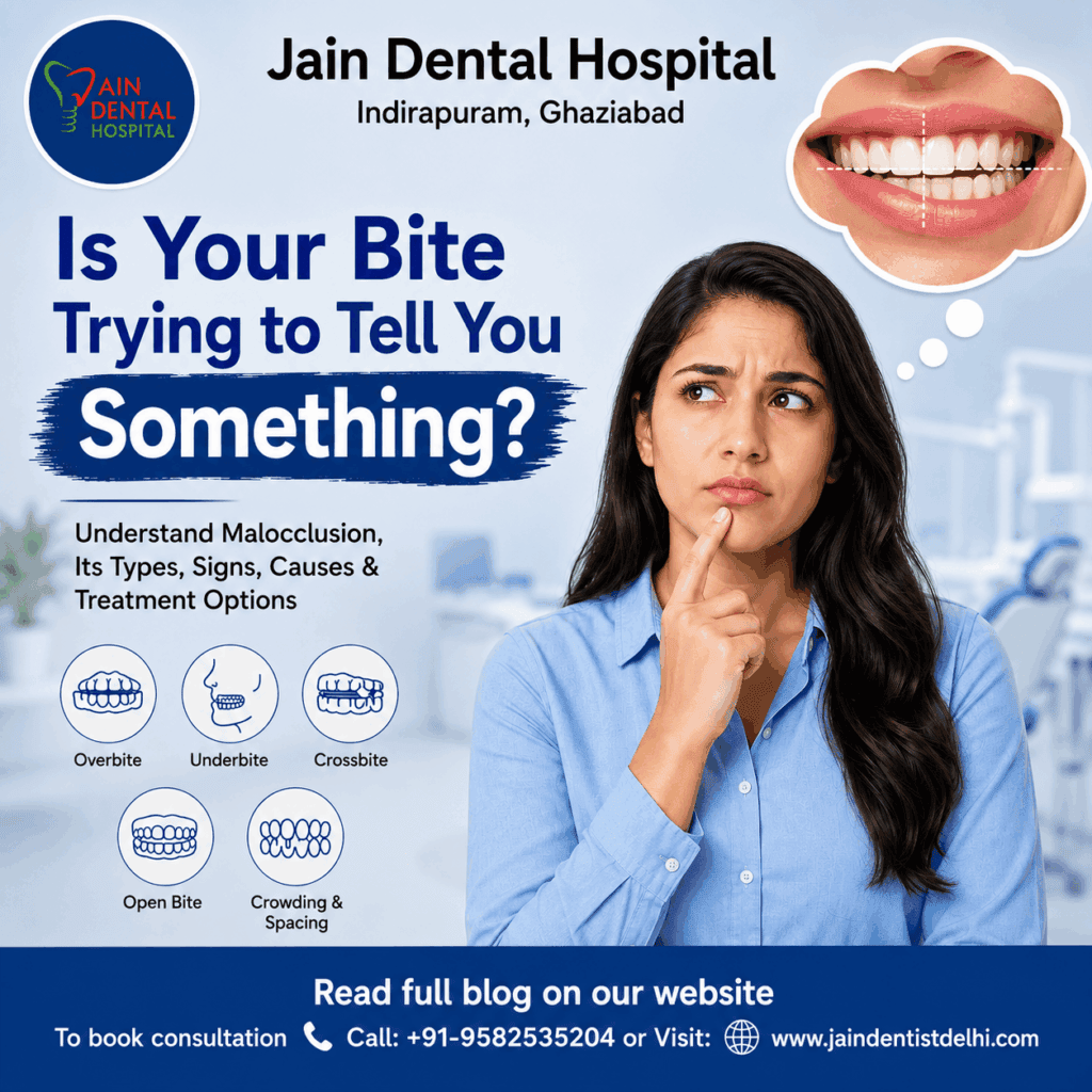 What is malocclusion showing different bite problems at Jain Dental Hospital