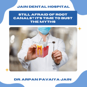 Before and after image showing dental anxiety transformed into confidence after root canal treatment, with text overlay 'Still Afraid of Root Canals? It’s Time to Bust the Myths