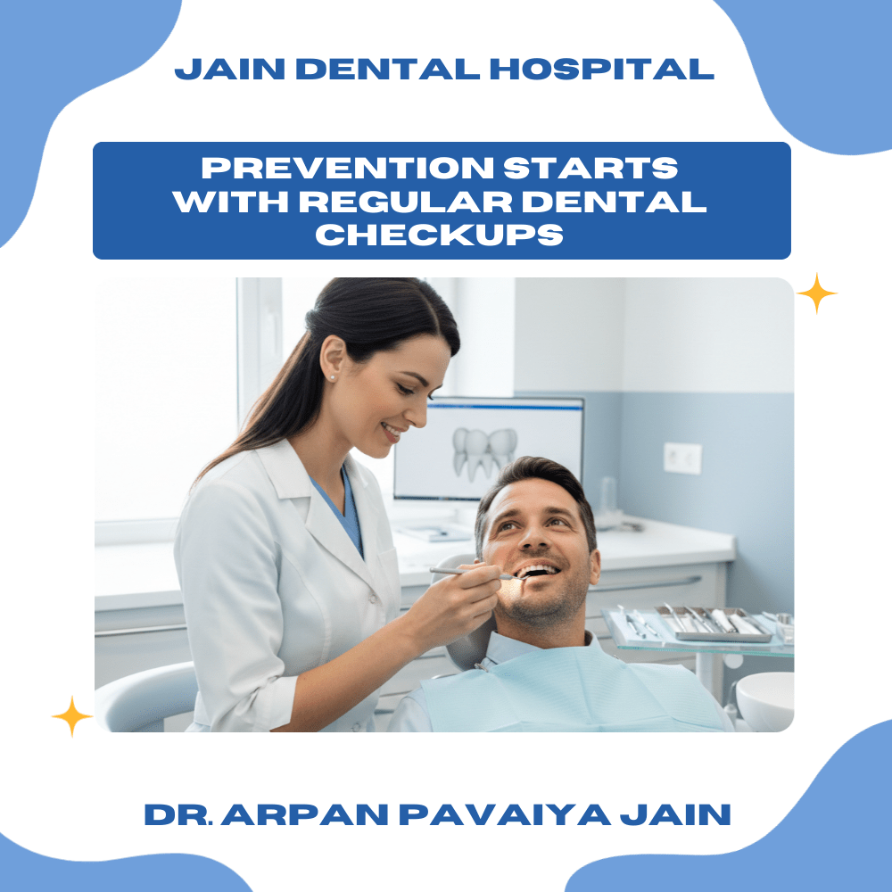 Dentist performing a routine dental checkup to support preventive oral health and early detection of dental problems