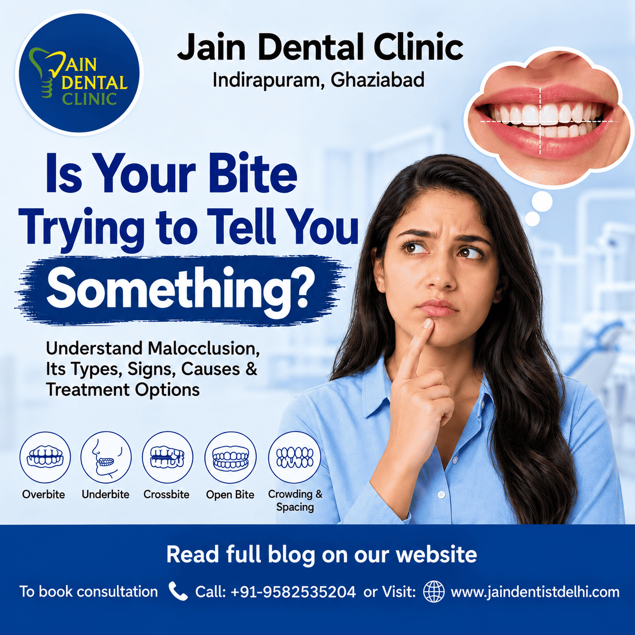 What is malocclusion showing different bite problems